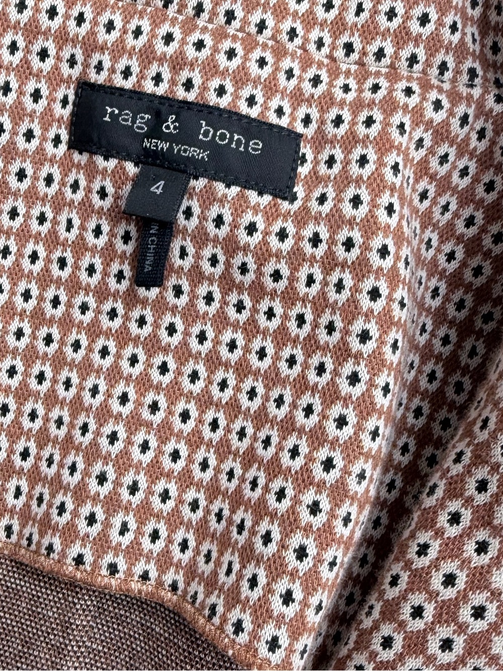 Rag & Bone Slade Geo Print Cotton Blend Blazer Jacket Brown Size 4 - Picture 15 of 16